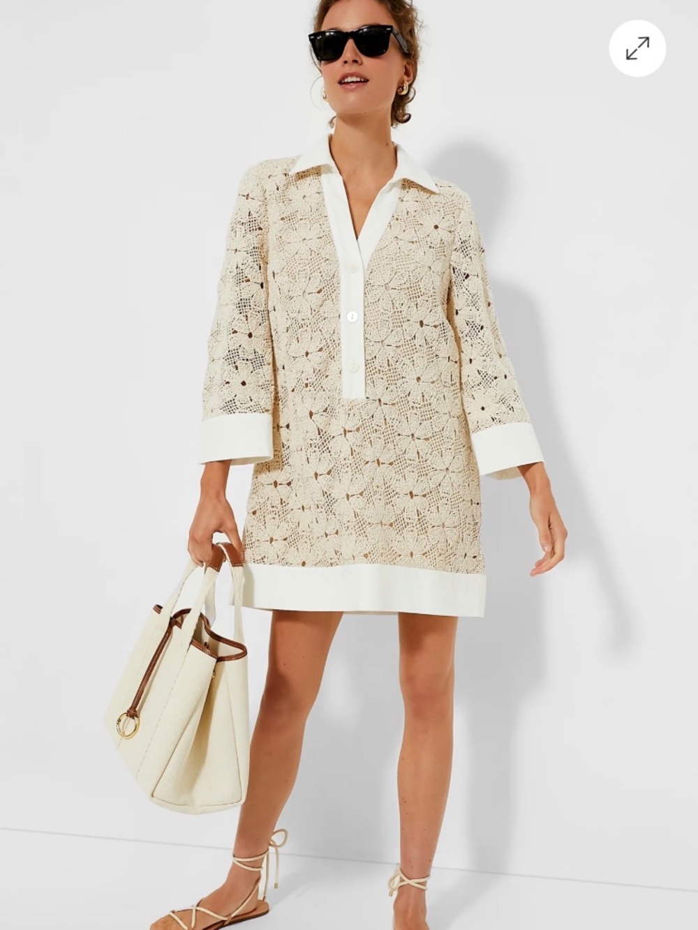 Tuckernuck Tan Crochet Collier Dress (XS) - Picture 2 of 4